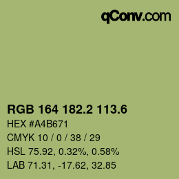 カラーコード: RGB 164 182.2 113.6 | qconv.com