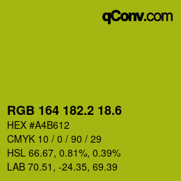 カラーコード: RGB 164 182.2 18.6 | qconv.com