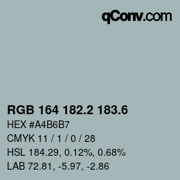 カラーコード: RGB 164 182.2 183.6 | qconv.com