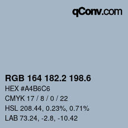 カラーコード: RGB 164 182.2 198.6 | qconv.com