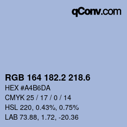 カラーコード: RGB 164 182.2 218.6 | qconv.com