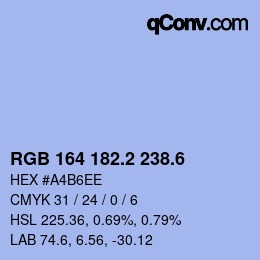 カラーコード: RGB 164 182.2 238.6 | qconv.com