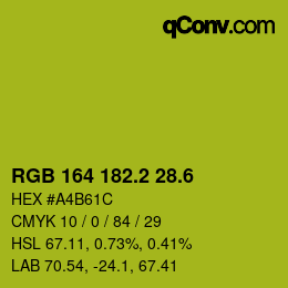 カラーコード: RGB 164 182.2 28.6 | qconv.com