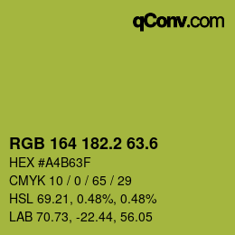 カラーコード: RGB 164 182.2 63.6 | qconv.com