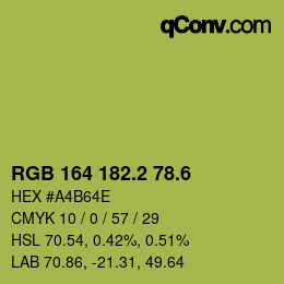 カラーコード: RGB 164 182.2 78.6 | qconv.com