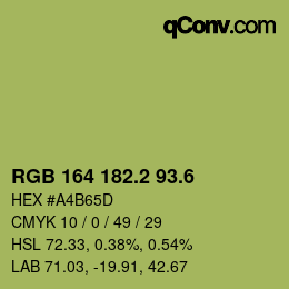 カラーコード: RGB 164 182.2 93.6 | qconv.com