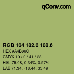 カラーコード: RGB 164 182.6 108.6 | qconv.com