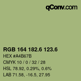 カラーコード: RGB 164 182.6 123.6 | qconv.com