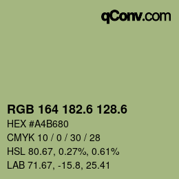 カラーコード: RGB 164 182.6 128.6 | qconv.com