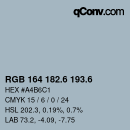 カラーコード: RGB 164 182.6 193.6 | qconv.com