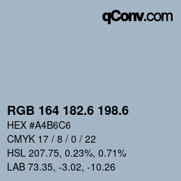 カラーコード: RGB 164 182.6 198.6 | qconv.com