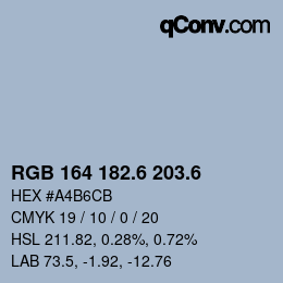 カラーコード: RGB 164 182.6 203.6 | qconv.com
