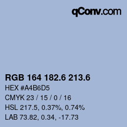 カラーコード: RGB 164 182.6 213.6 | qconv.com
