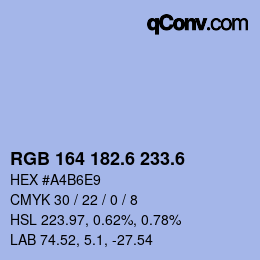 カラーコード: RGB 164 182.6 233.6 | qconv.com