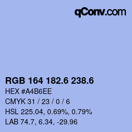 カラーコード: RGB 164 182.6 238.6 | qconv.com