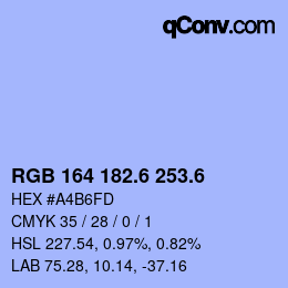 カラーコード: RGB 164 182.6 253.6 | qconv.com