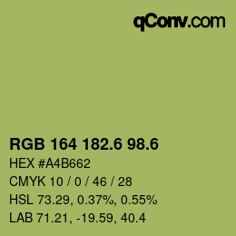 カラーコード: RGB 164 182.6 98.6 | qconv.com