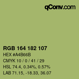 Color code: RGB 164 182 107 | qconv.com