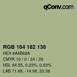 Color code: RGB 164 182 138 | qconv.com