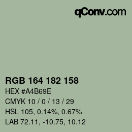 Color code: RGB 164 182 158 | qconv.com