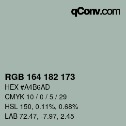 Color code: RGB 164 182 173 | qconv.com