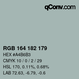 Color code: RGB 164 182 179 | qconv.com