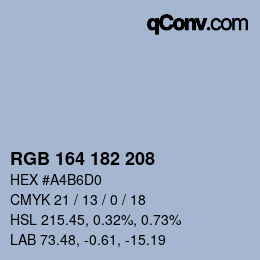 Color code: RGB 164 182 208 | qconv.com