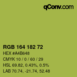 Color code: RGB 164 182 72 | qconv.com