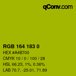 颜色代码: RGB 164 183 0 | qconv.com