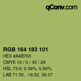Color code: RGB 164 183 101 | qconv.com