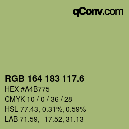 カラーコード: RGB 164 183 117.6 | qconv.com