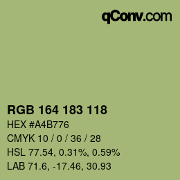 カラーコード: RGB 164 183 118 | qconv.com