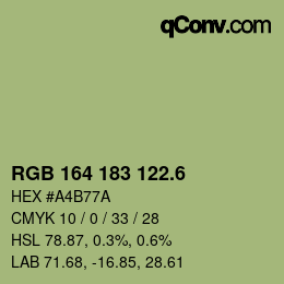 カラーコード: RGB 164 183 122.6 | qconv.com