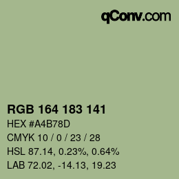 Color code: RGB 164 183 141 | qconv.com