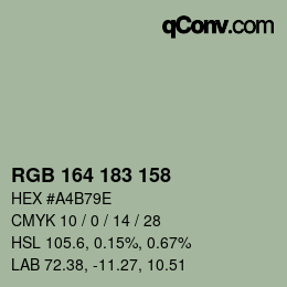 Color code: RGB 164 183 158 | qconv.com
