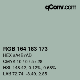 Color code: RGB 164 183 173 | qconv.com