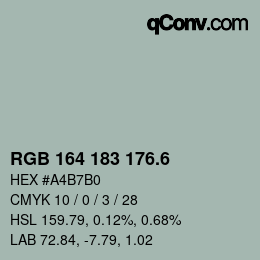 カラーコード: RGB 164 183 176.6 | qconv.com