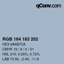 Color code: RGB 164 183 202 | qconv.com