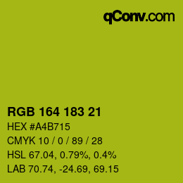 Color code: RGB 164 183 21 | qconv.com