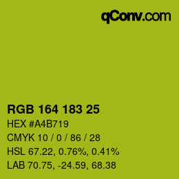 Color code: RGB 164 183 25 | qconv.com