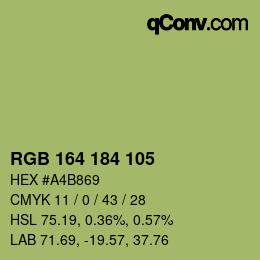 Color code: RGB 164 184 105 | qconv.com