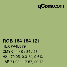 Color code: RGB 164 184 121 | qconv.com