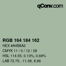 Color code: RGB 164 184 162 | qconv.com