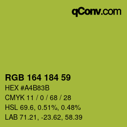 Color code: RGB 164 184 59 | qconv.com