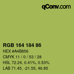 Color code: RGB 164 184 86 | qconv.com
