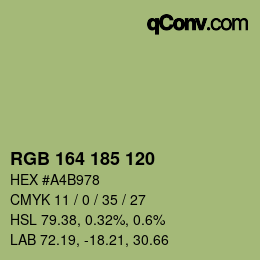 カラーコード: RGB 164 185 120 | qconv.com