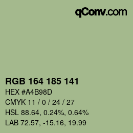 Color code: RGB 164 185 141 | qconv.com