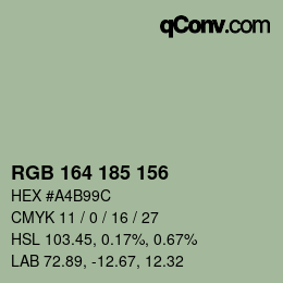 Color code: RGB 164 185 156 | qconv.com