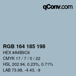 Color code: RGB 164 185 198 | qconv.com