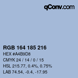 Color code: RGB 164 185 216 | qconv.com